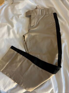 Banana Republic Tan Ankle Pants with Black Side Stripe